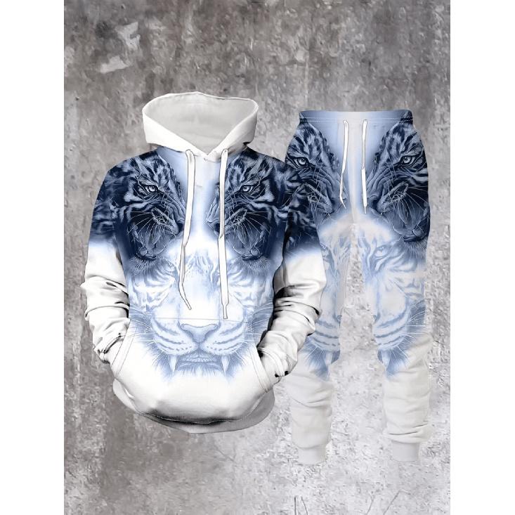 3D Casual Breathable Outdoor Sports Hoodie 2pcs Set, Trendy Dreamy Unisex Streetwear S