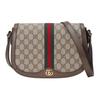 Ophidia Logo Stripe Web Canvas And Leather Saddle Bag Women Shoulder Bag 601044-96IWB-8745