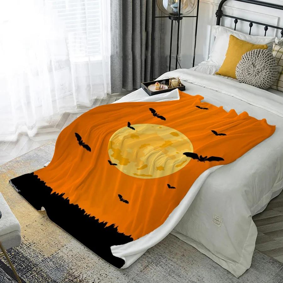 Bats & Full Moon Microfiber Flannel Cover Blanket Bedroom Living Room Sofa Soft And Comfortable Home Decoration 75x90cm