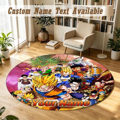 Round Rug Custom NameDragon Ball Pattern Non Slip Carpet Home Floor Decor