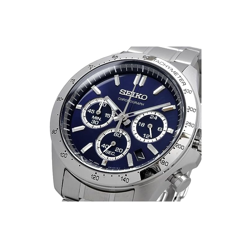 Seiko SBTR011 Men's 1/5 Second Chronograph Quartz Watch, Navy Blue [Official Japanese Product]