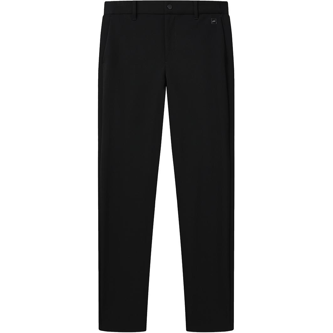 FILA Golf Solid Color Mid Waist Zipper Design Straight Leg Knitted Sports Pants Men bottoms Deep-Black A11M215810F-BK L