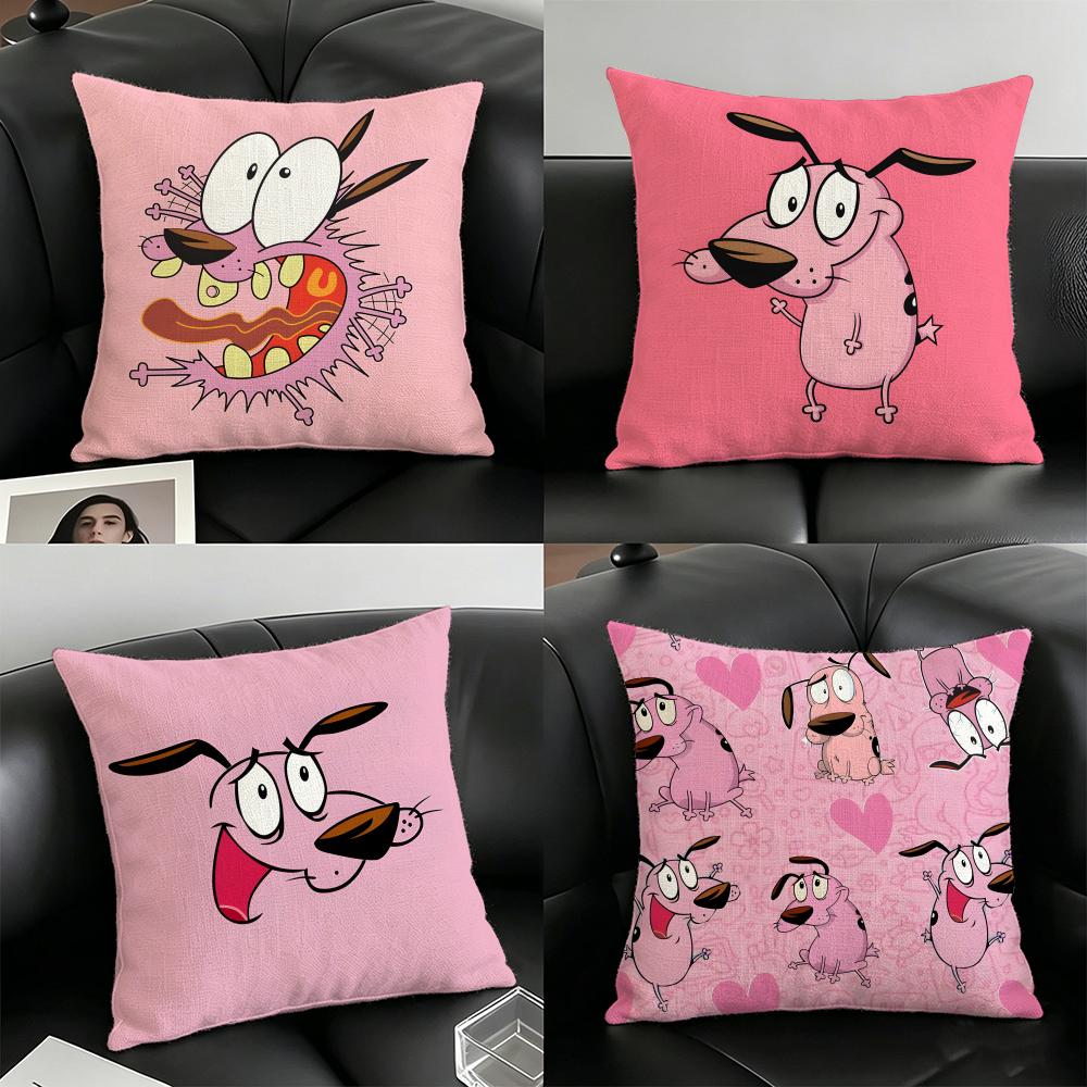 Ccourage The Cowardly Dog Pillow Case Linen Pillow Covers Cover For Couch Living Room Bench Patio Floor Linen Home Decor
