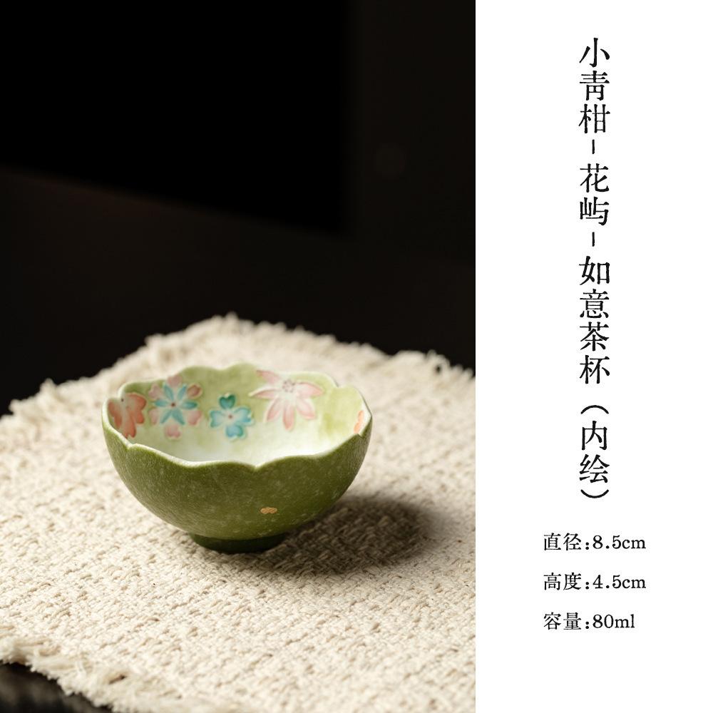 

80ml Hand-painted Flowers Teacup Elegant Tea Bowl Cute Cup Tea-tasting Meditation Cup Jianzhan Master Cups Cafes Decoration As Your Choose