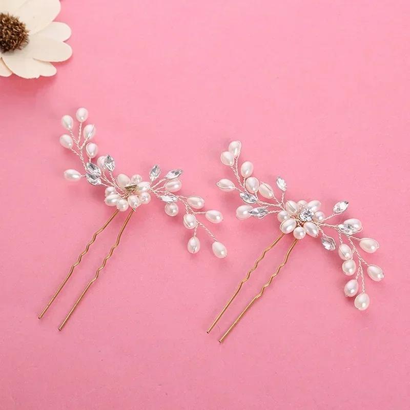 White Fashion Wedding Style Hair Bridal Hair Stick Floral Hairpin Beautiful Headdress Plait Hair Clip Accessories for Women