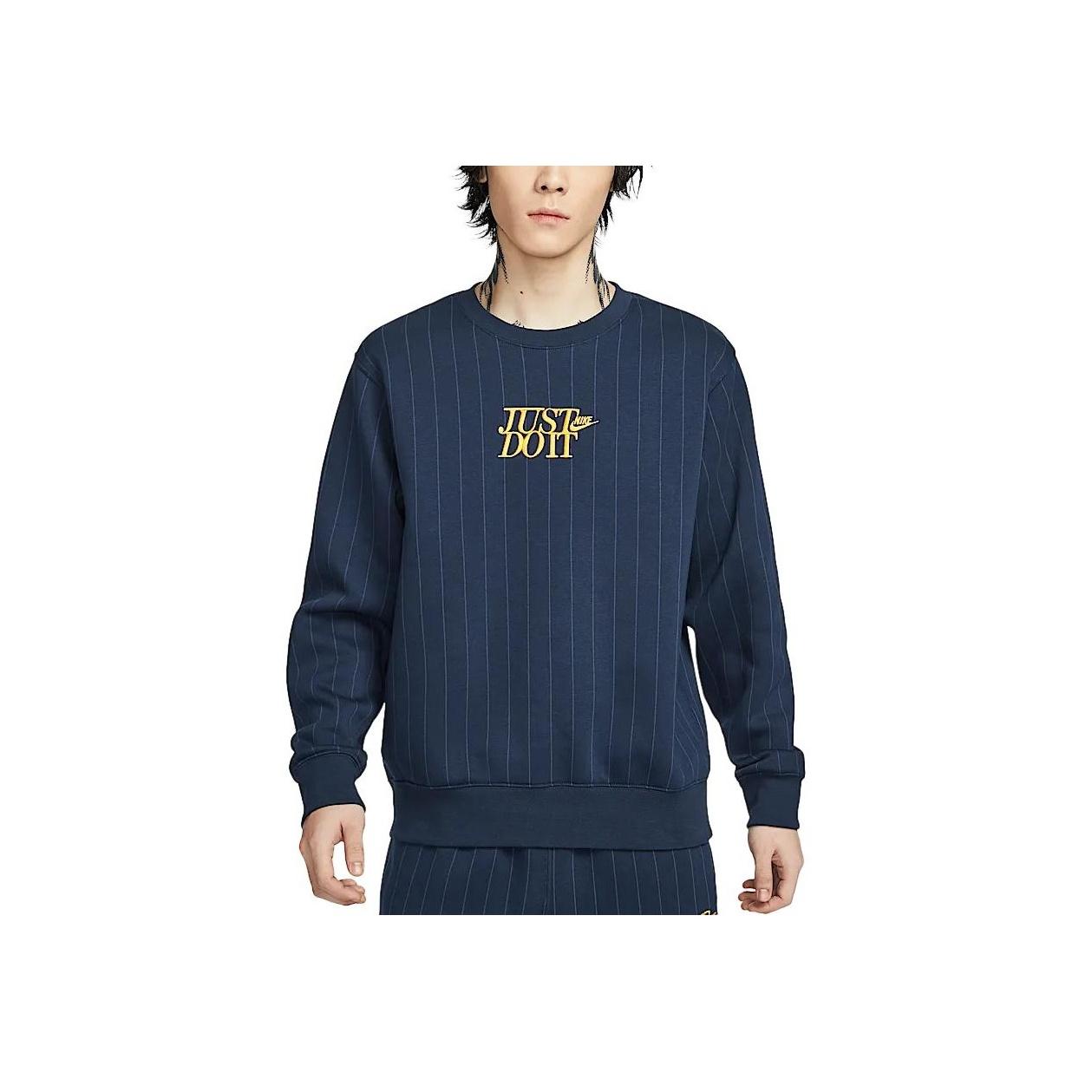 

Nike Club FW24 Fleece Crewneck Soft Long Sleeve Sweatshirt Men sweatshirt Obsidian University-Gold HJ2158-451 XL