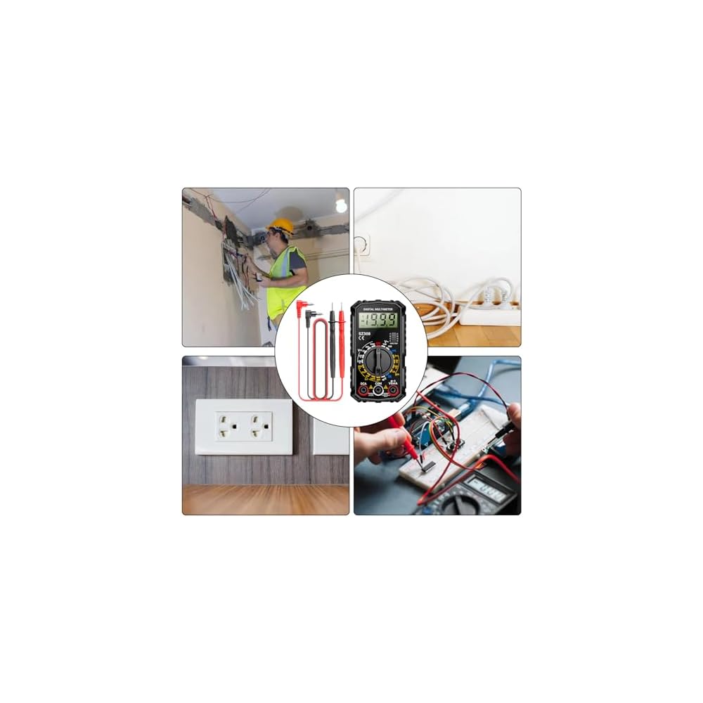 SZ308 Digital Multimeter 2000 Counts with Voltage, Current, Resistance Measurement and Backlit LCD Display