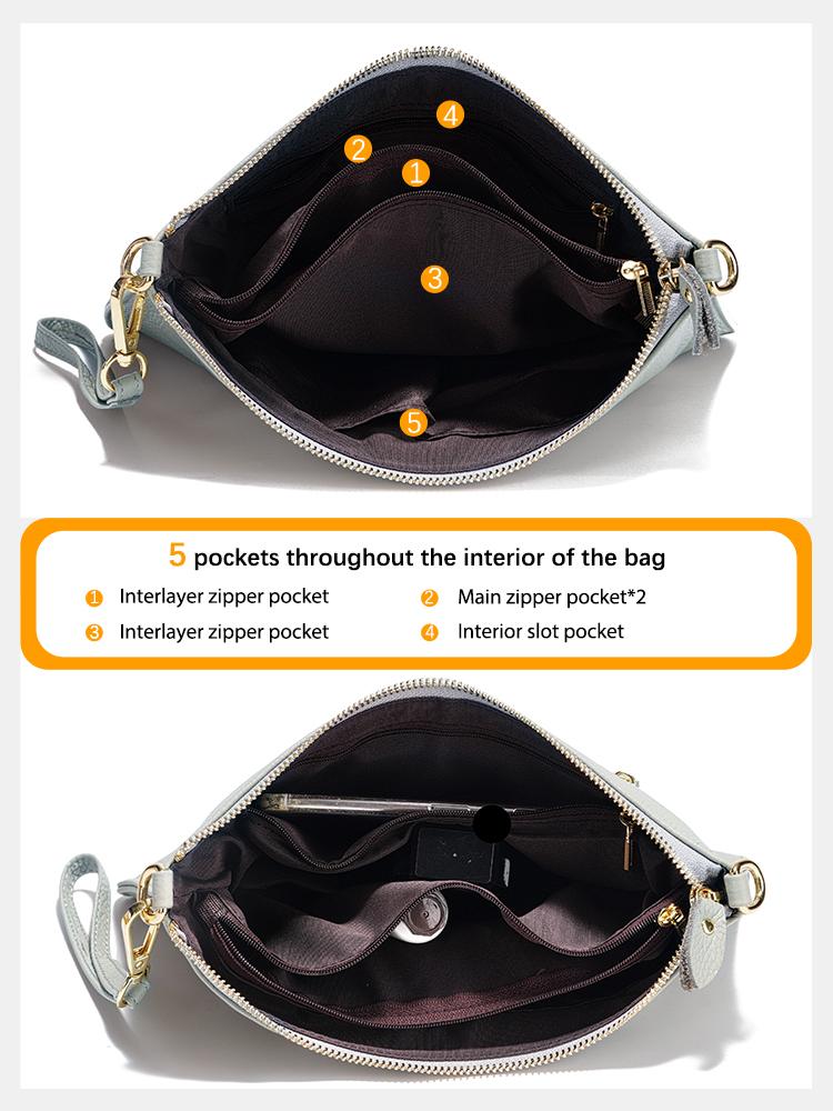 Zency Kvinner Skulderveske Myk Skinn Håndveske Clutch