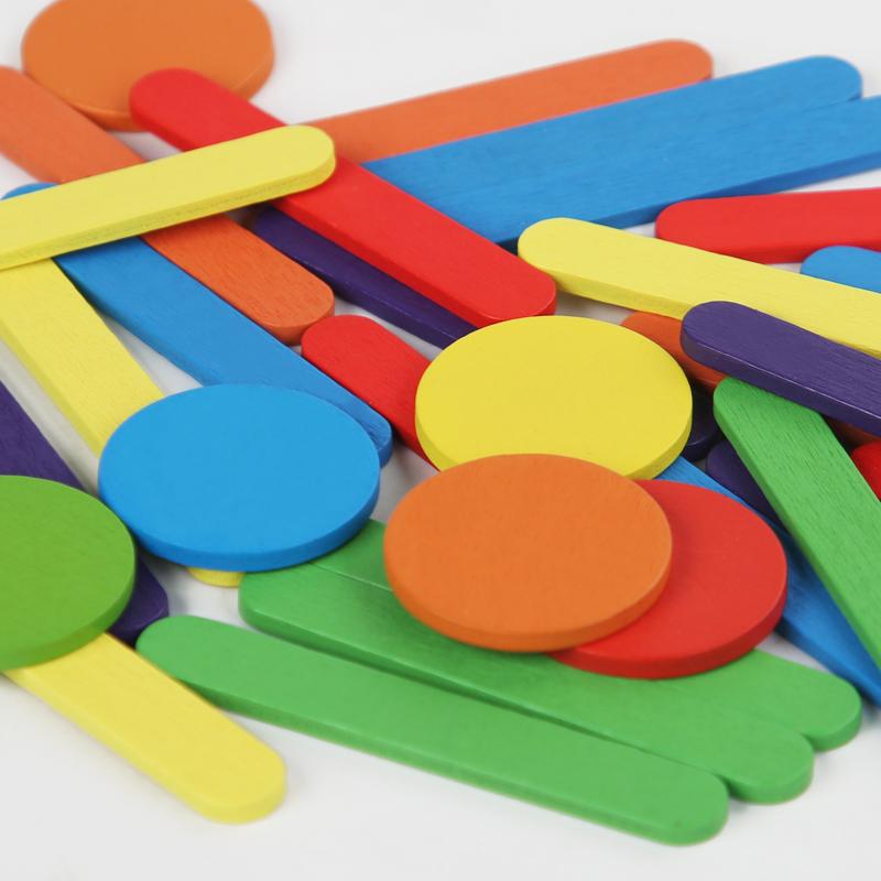 Wooden DIY Shape Matching Puzzle Montessori Fine Motor Training Educational Toys for Children Rainbow Stick Thinking Game