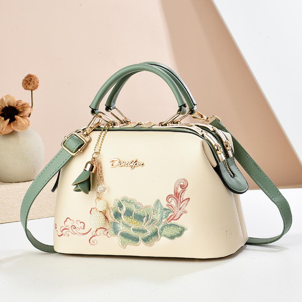Bag Women's Embroidery Bag New Shoulder Crossbody Handbag Women's Premium Atmosphere Bridal Wedding Bag Mom Bag