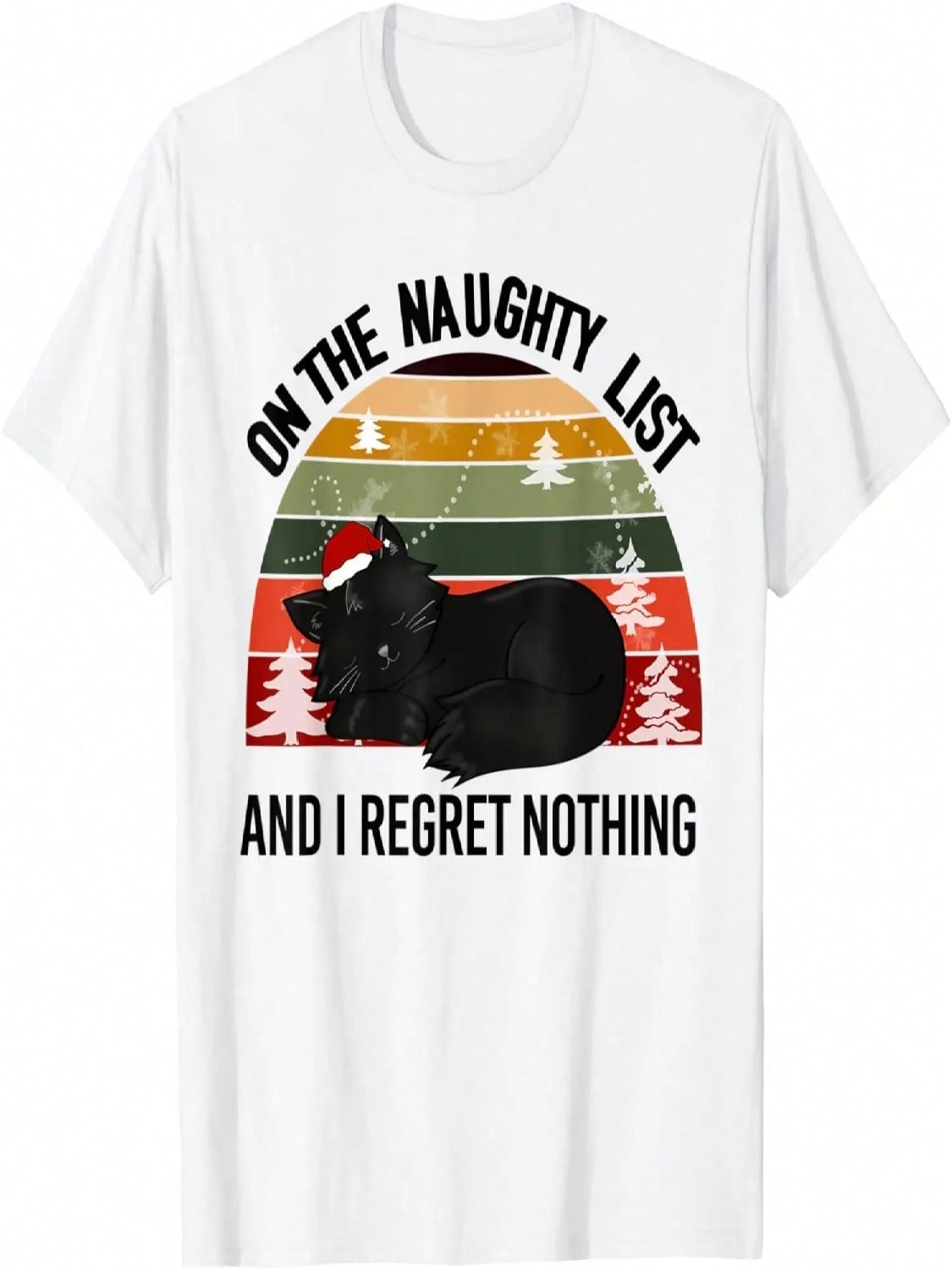 On The Naughty List And I Regret Nothing Cat T-Shirt S разноцветный
