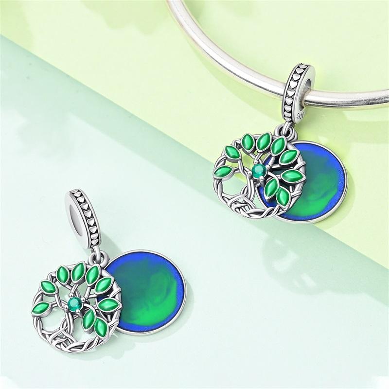 925 Silver Green Series Longing For The Tree Of Free Life Charms Beads For Women Fit Bracelet DIY Jewelry Gift