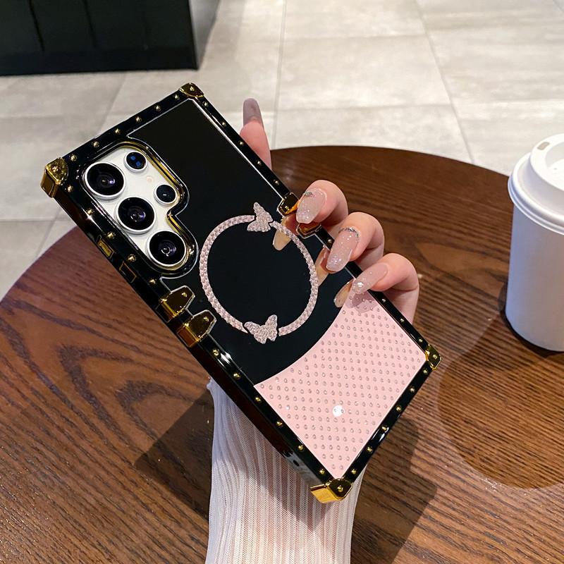 Suitable for Samsung S25 Ultra Mobile Phone Case Luxury Flash Diamond Butterfly Plating Mirror Full Inclusive New A36 Protective Case