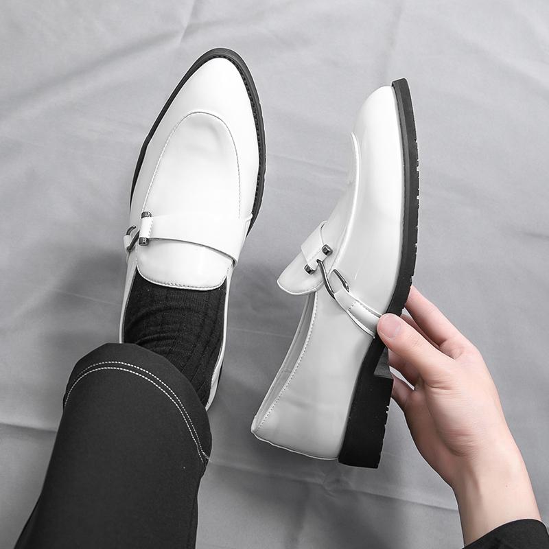 New Men's Fashion Gold Blue Patent Leather Dress Business Office Shoes Male Penny Loafter Wedding Party Prom Flats Footwear