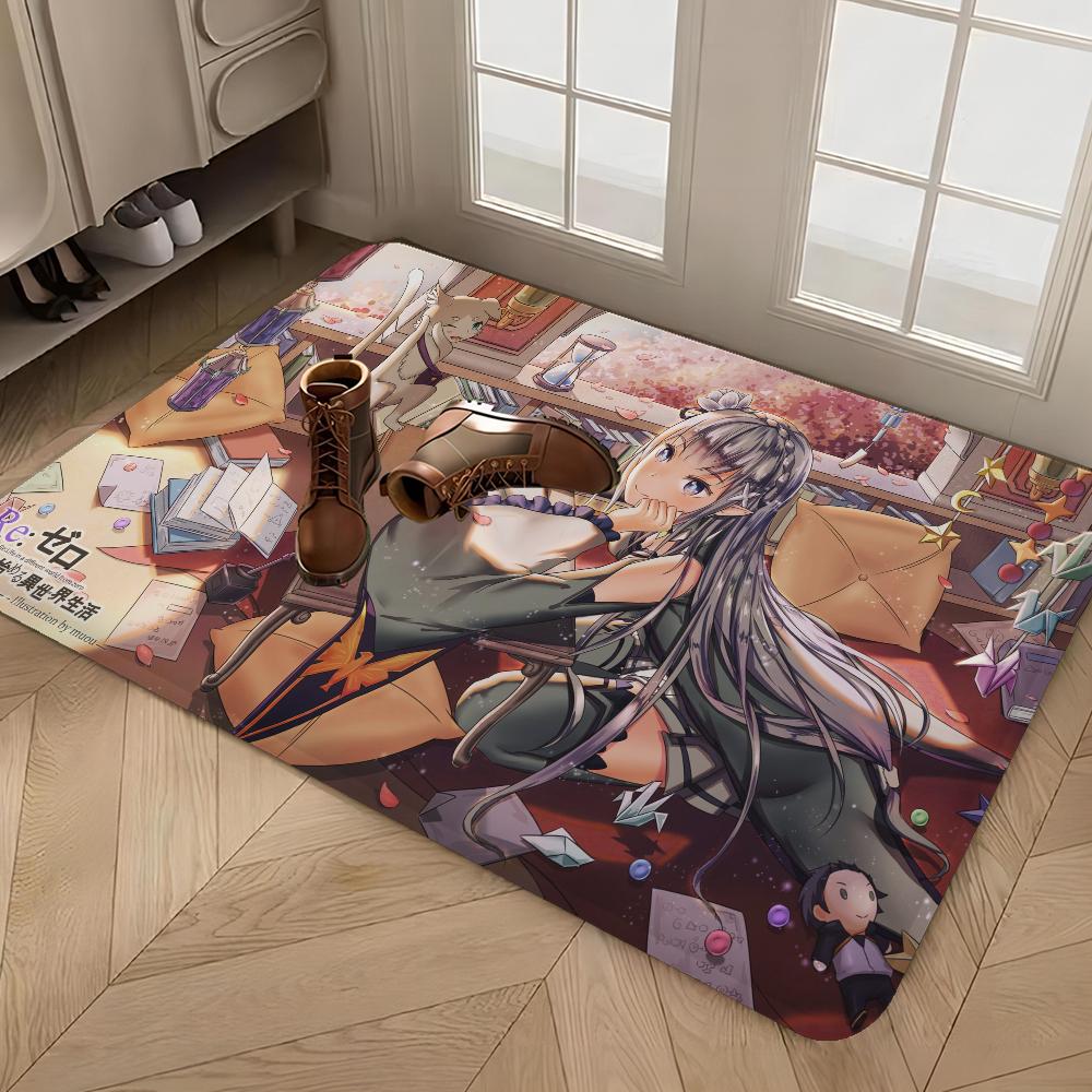 Re Zero Anime Room Mats Retro Multiple Choice Living Room Kitchen Rug Non-Slip Welcome Rug