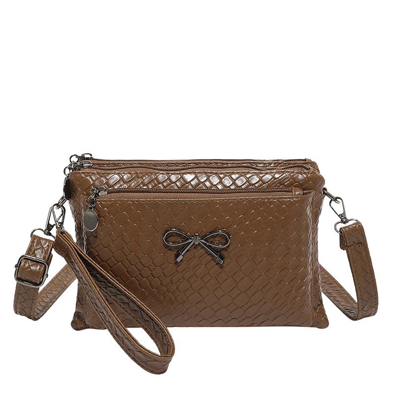 

Вместительный французский минималистичный горизонтальный кошелек-конверт для ношения в руке для модной плетеной сумки на ужин темно-коричневого