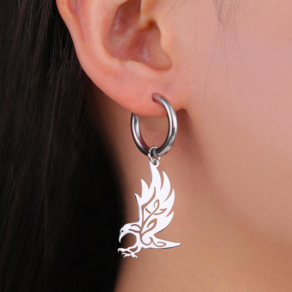 Eagle Birds Earrings for Women Girl Stainless Steel Drop Earring Animal Bird Charms Hoop Earrings Punk Cool Jewelry Gifts