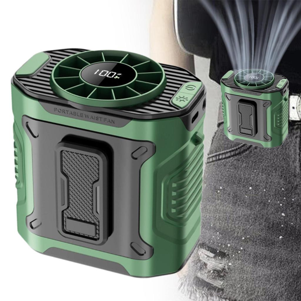 Adjustable Waist Clip Fan with 100 Speeds And Neck Rope for Personal Cooling