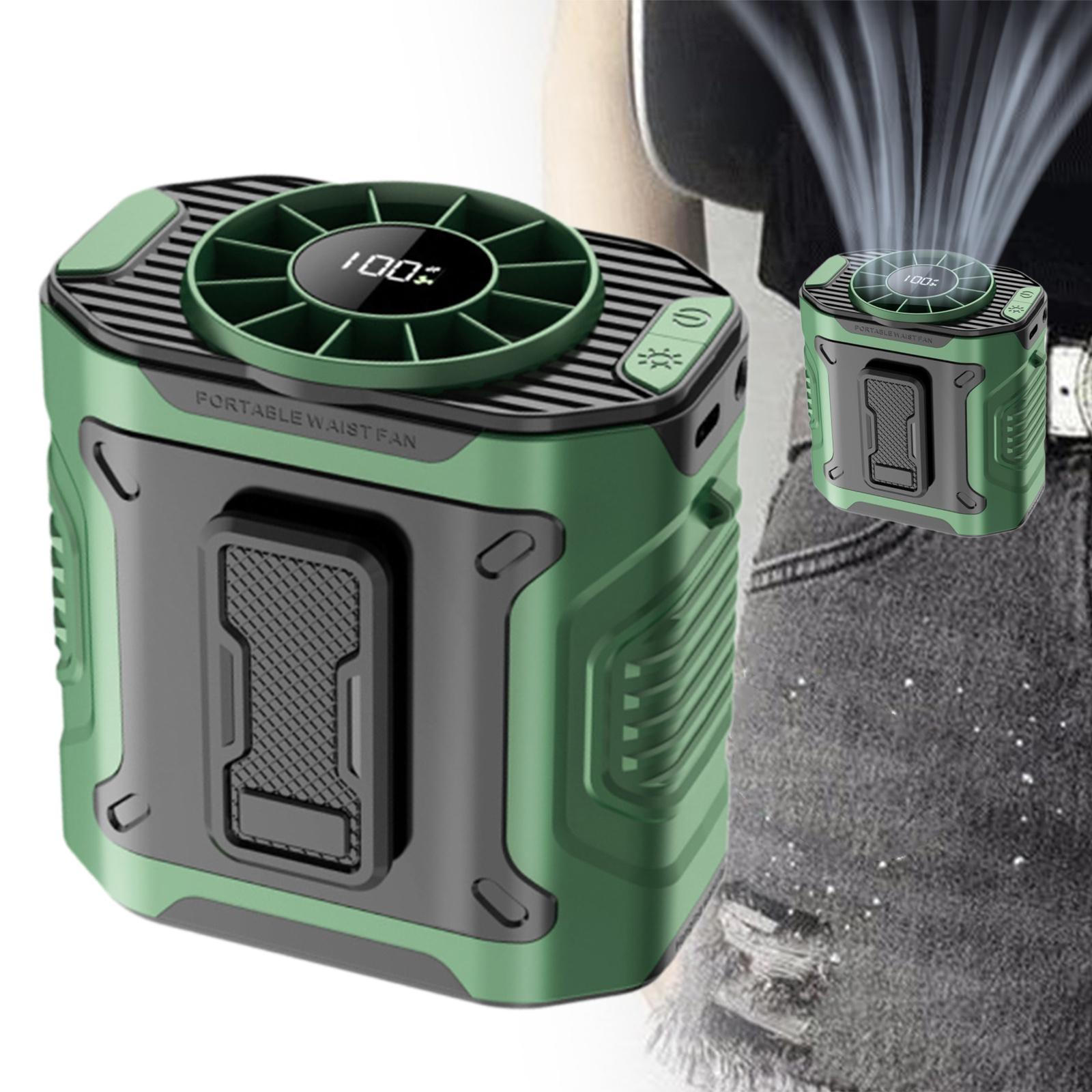 

Регулируемый вентилятор с креплением на талии, 100 скоростей и шейным шнуром для персонального охлаждения зелёный