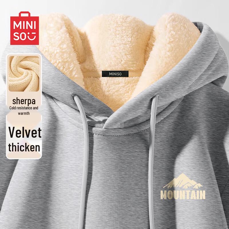 MINISO Men's Winter Sherpa Lined Hooded Pullover