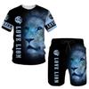 European and American manufacturers supply, lion 3D digital printing casual suit T-shirt + shorts, available