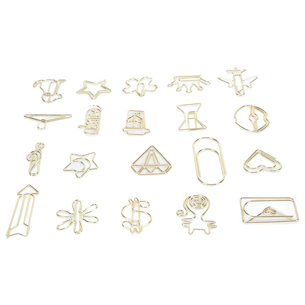 100 ks Tvarovaných kancelářských sponek proti sklouznutí Roztomilé dekorativní kovové záložky Kancelářské sponky na dokumenty