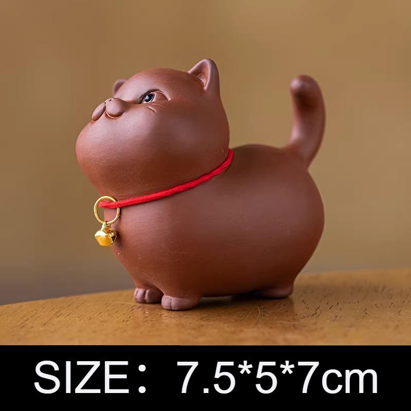 

Yixing Purple Clay Cat Tea Pet Room Desktop Ornament Cute Tea Play Bell Cat Tea Ceremony Accessories Mini Decorations