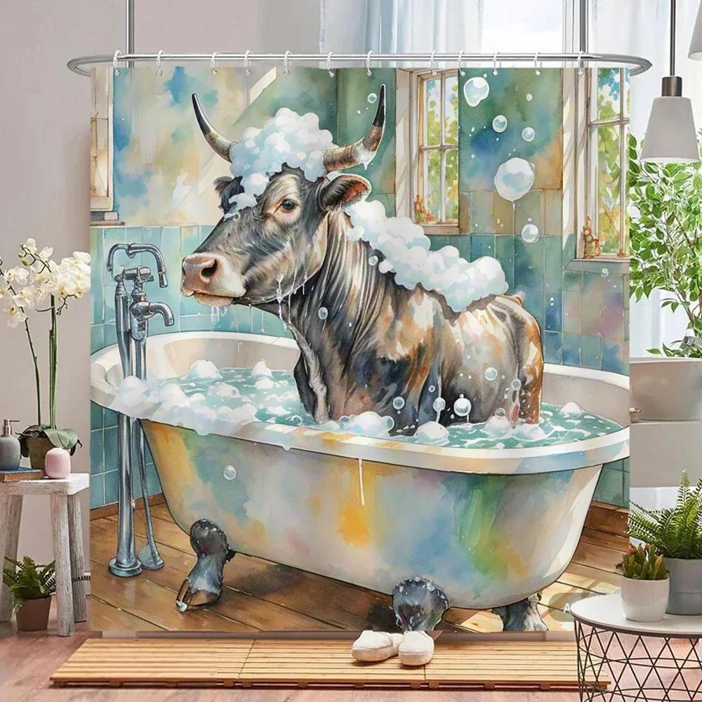 Amusing and creative animal shower curtain waterproof bathroom curtain funny bathing Lion, tiger and bear partition bath curtain