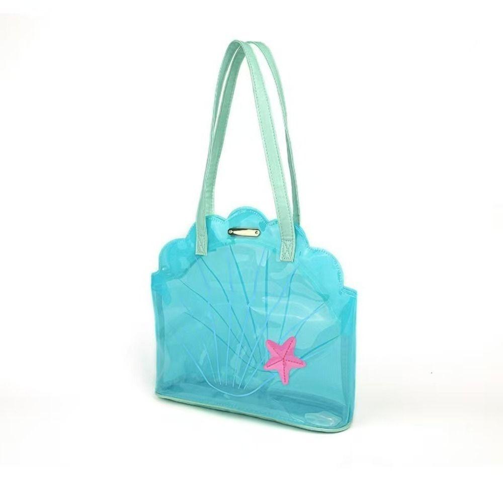

Kawaii Jelly Handbags Star Travel Tote Bag Fashion PVC Transparent Shell Bag Summer