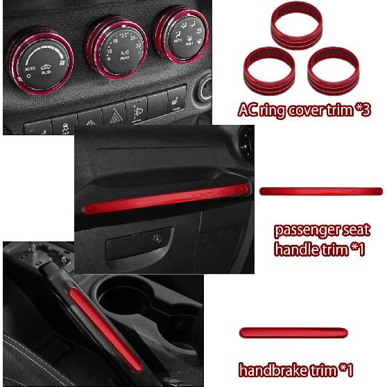 26PCS Full Set Interior Trim Kit Compatible With Jeep Wrangler JK JKU 2011-2018 2&4-Door Inner Center Console Trim, Door Handle, Cup Holder Cover