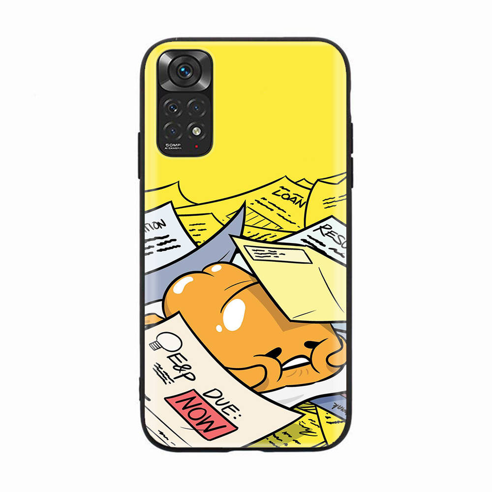 H-2 Gudetama Lady Egg Black Sofe Case for iPhone 16 15 Plus 14 13 Mini 12 11 Pro 8 6 6S SE 5 XR XS Max Realme C30 C33 C32 9I VIVO V29 V27 V23 Y36