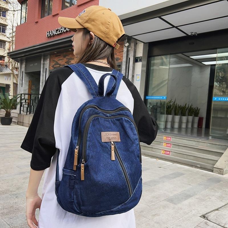 Damen-Jeans-Rucksack, große Kapazität, Schüler-Schultasche