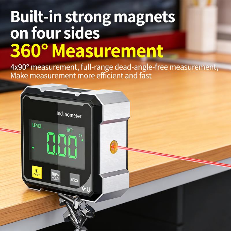 Pocket Electronic Digital Protractor Multifunctional Digital Angle Finder Box Inclinometer 360 Degree Measurement Laser Level