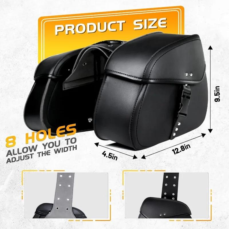 Motorrad-Satteltaschen mit Schnallen PU-Leder-Motorrad-Satteltaschen Wasserdichte Motorrad-Seiten-Satteltaschen Universal Harley