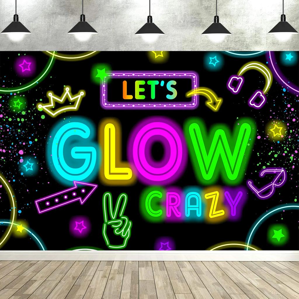 Colorful Neon Glow Party Backdrop  Vibrant Photography Background Birthday Decor Supplies for Studio  Photo Booth Props