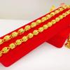 Vietnamese Sand Gold Men's Round Bead Carved Necklace - Brass Gold-Plated, New Style with Split Flower Design