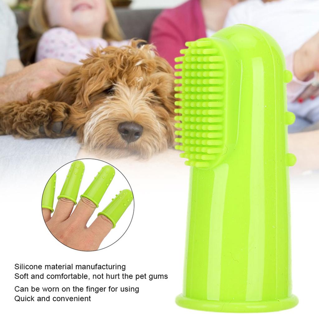 10PCS Silicone Soft Pet Finger Toothbrush Green Teeth Clning Tool for Cats Dogs