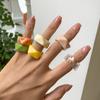 Trendy Color Acrylic Plain Ring, Stylish And Simple Geometric Rhombus Resin Ring Jewelry