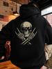 Rebellious Skull Skeleton Hand Graphic Hoodie Unisex Hooded Sweatshirt Long Sleeve Pullover with Drawstring Hood and Kangaroo Pock
