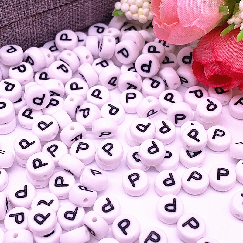 100pcs/lot 7x4mm 26 Letter Beads Round Shape Beads Alphabet Letter Charms for Make Jewelry Accessories