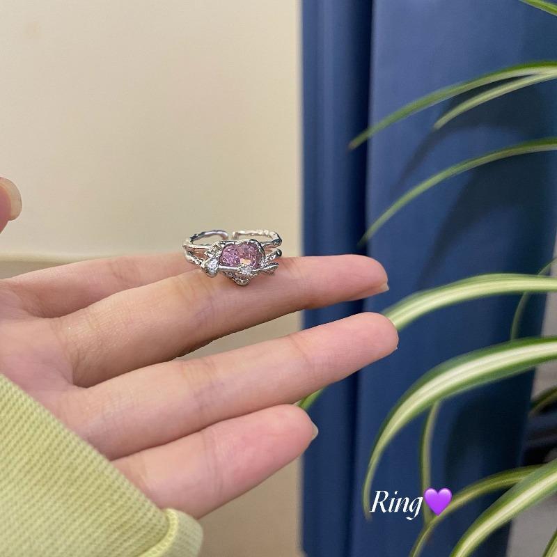 New Arrived Romantic Lovely Pink Bowknot Design Female Exquisite Jewelry Ring with Micro Bow Tie Zircon for Party and Dating