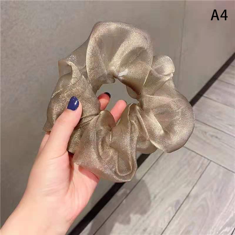 Reflective Mesh Oversized Scrunchies Big Rubber Hair Ties Plain Elastic Hair Bands Girl Ponytail Holder Women Hair Accessories