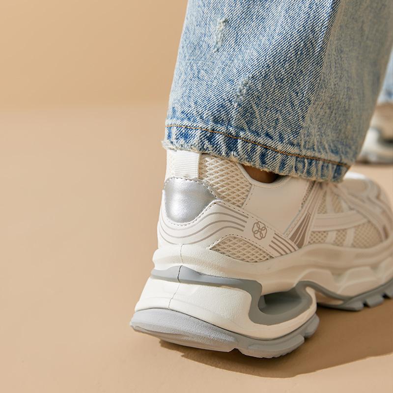 Fashion BEAUTODAY Casual Sneakers Women Air Mesh Sick Sole Round Toe Lace-up Mixed Colors 2024 Spring Ladies Shoes Handmade C29A02