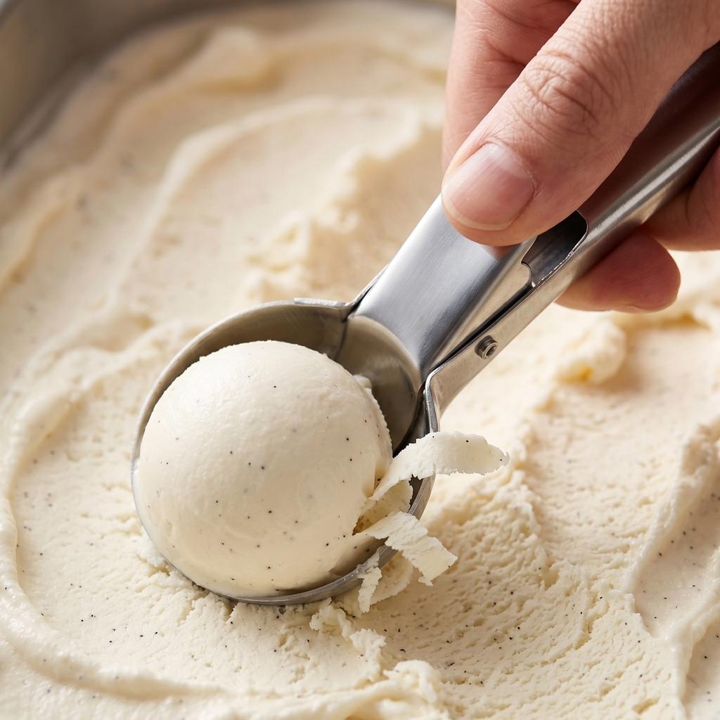 Stainless Steel Ice Cream Scoop with Ergonomic Handle Durable Solid Construction Suitable for Home Kitchen and Professional Use