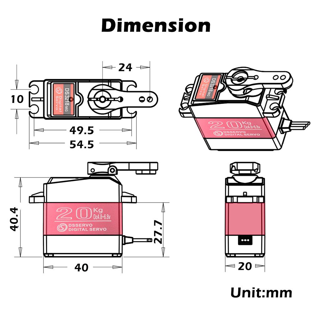 Servo DS3218 PRO Impermeabil 20KG 180 270 Grade Servo de Mare Viteză Angrenaj Metalic Servo Digital Servo RC pentru Mașini RC Scară 1/8 1/10