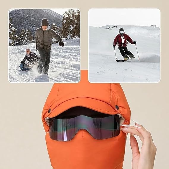 Windproof Full Face Cover Outdoor with Goggles Winter Cycling Cold Windscreen Ski Mask Bike Warm Padded And Thickened Head Cover