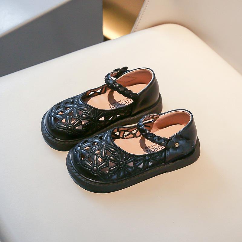 Summer new style girls' princess shoes, Korean-style hollow-out soft sole leather shoes for little girls, dance performance shoes for baby girls