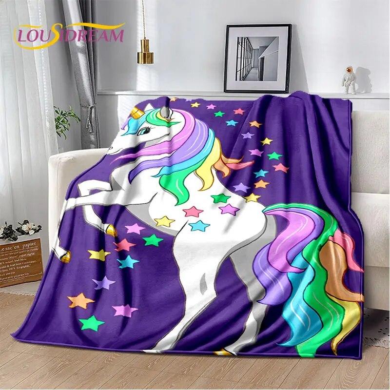 Cartoon Cute Unicorn Soft Plush Blanket,Children's Flannel Blanket Throw Blanket for Living Room Bedroom Bed Sofa Picnic Cover