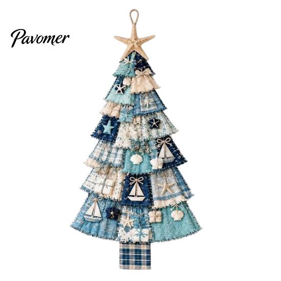 Durchdachtes handgemachtes Geschenk für Weihnachten Türhänge-Set, Patchwork-Baumdekoration DIY Nähen Texturiertes Stoff-Wandset, Rustikales Bauernhaus-Feiertags
