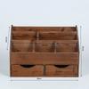 Juleduo Schreibtisch Buchständer, Bücherregal, Organizer, Kleinteileaufbewahrung, Schublade, Tischplattenaufbewahrung, Holz-Zubehörregal, Fernbedienungshalter (Braun)